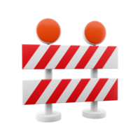 3d rendering roadblock with red stripes. Under construction, warning barrier. 3D rendering of roadblock, icon. png