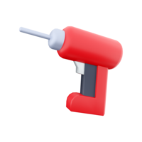 3D rendering of a rechargeable and cordless drill on a white background. 3D rendering, drill icon. png