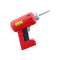 3D rendering of a rechargeable and cordless drill on a white background. 3D rendering, drill icon. png