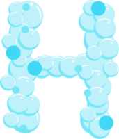 alfabeto di sapone bolle. acqua schiuma lettera h. cartone animato font png