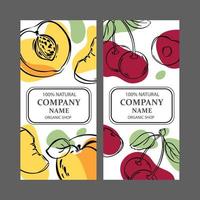 CHERRY AND PEACH Label Templates Vintage Sketch Vector Set