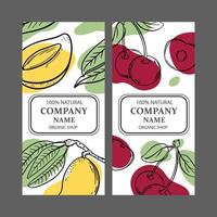 CHERRY AND MANGO Label Templates Vintage Sketch Vector Set