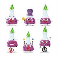 Cartoon character of purple potion with various circus shows vector