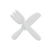 Fork and knife icon. 3d render png