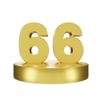número 66 en el dorado podio png