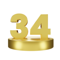 número 34 en el dorado podio png