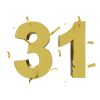 gold 31 number with confetti png