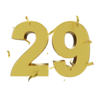 gold 29 number with confetti png