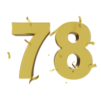 gold 78 number with confetti png