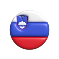 Slovenia circular flag shape. 3d render png