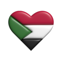 Sudan cuore bandiera forma. 3d rendere png