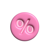 Percent badge icon pink. 3d render png