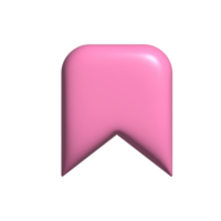 Bookmark icon pink. 3d render png