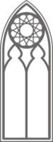 gótico ventana contorno ilustración. silueta de Clásico manchado vaso Iglesia marco. elemento de tradicional europeo arquitectura png