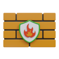 firewall security 3d render icon illustration with transparent background, cyber security png