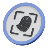 fingerprint scan 3d render icon illustration with transparent background, cyber security png