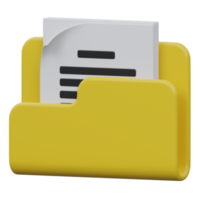 file and folder 3d render icon illustration with transparent background, productivity png