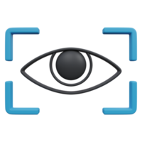 iris scan 3d render icon illustration with transparent background, protection and security png