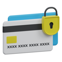 credit card lock 3d render icon illustration with transparent background, protection and security png