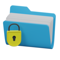 secure folder 3d render icon illustration with transparent background, protection and security png