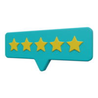 5 stars feedback 3d render icon illustration with transparent background png