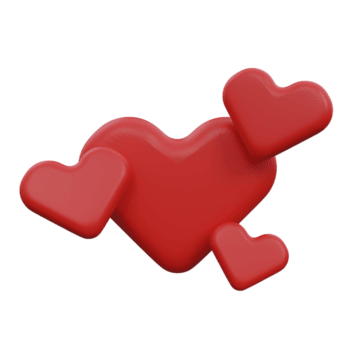 hearts 3d render icon illustration with transparent background png