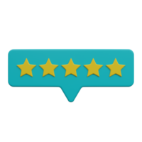 5 stars feedback 3d render icon illustration with transparent background png