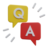 question answer 3d render icon illustration with transparent background png