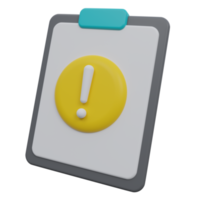 varning papper 3d framställa ikon illustration med transparent bakgrund png