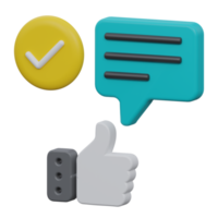 positive feedback 3d render icon illustration with transparent background png