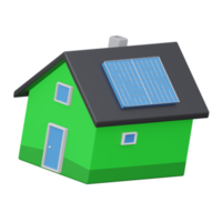 solar house 3d rendering icon illustration with transparent background, bio energy png