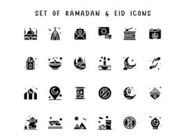 Set of ramadan and eid mubarak icons vector