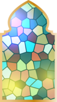 Arabic stained glass window. Islamic architecture element png