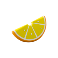 3d rendering slice of lemon icon. 3d render ripe yellow lemon icon. Slice of lemon. png