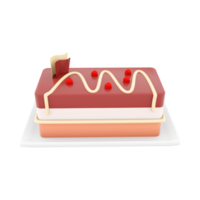 3d rendering cheesecake with raspberries and chocolate icon. 3d render three-layer sweet dessert with raspberry filling icon. Cheesecake with raspberries and chocolate. png