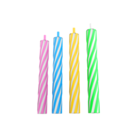 3d representación vistoso pastel velas icono. 3d hacer amarillo rosado azul rosado cumpleaños velas icono. vistoso pastel velas png