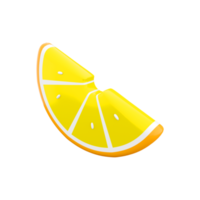 3d Renderização fatia do limão ícone. 3d render maduro amarelo limão ícone. fatia do limão. png