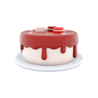 3d rendering cake with macarons on top icon. 3d render dessert with macarons and chocolate icing icon. Cake with macarons on top. png