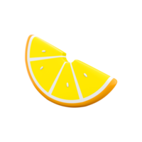 3d rendering slice of lemon icon. 3d render ripe yellow lemon icon. Slice of lemon. png