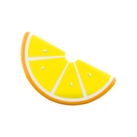 3d rendering slice of lemon icon. 3d render ripe yellow lemon icon. Slice of lemon. png