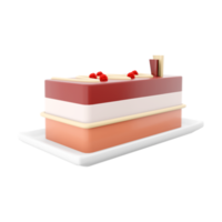 3d le rendu cheesecake avec framboises et Chocolat icône. 3d rendre trois couches sucré dessert avec framboise remplissage icône. cheesecake avec framboises et Chocolat. png