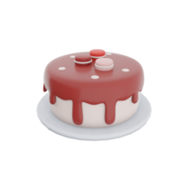 3d rendering cake with macarons on top icon. 3d render dessert with macarons and chocolate icing icon. Cake with macarons on top. png