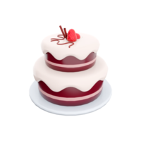 3d rendering cake chocolate with red strawberries toppings icon. 3d render two tiered sweet cake icon. Cake chocolate with red strawberries toppings. png