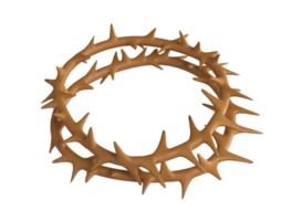 Crown of thorns of Jesus Christ. Religion Easter symbol salvation. 3d icon graphic drawing isolated on white background with clipping path png