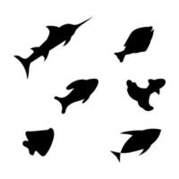 Sea fish silhouette. Vector outline illustration. Concept the world day ocean, sea, marine animals