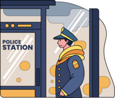 policía y policía estación ilustración en garabatear estilo png