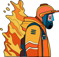 brandman med brand kostym illustration i klotter stil png