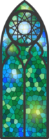 Gothic window. Vintage stained glass church frame. Element of traditional European architecture png