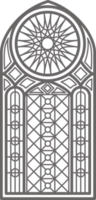 gotisch Fenster Gliederung Illustration. Silhouette von Jahrgang befleckt Glas Kirche rahmen. Element von traditionell europäisch die Architektur png