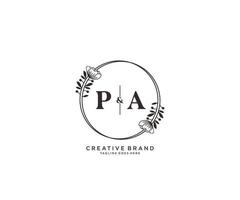 initial PA letters hand drawn feminine and floral botanical logo suitable for spa salon skin hair beauty boutique and cosmetic company. vector